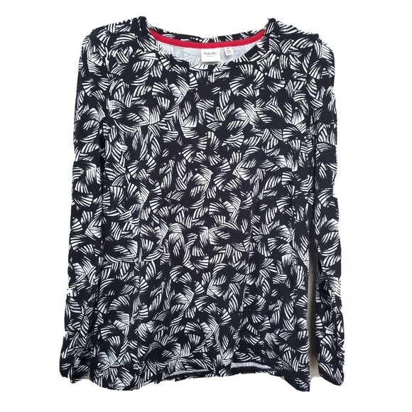 Rafaella Weekend Black/White Studded Long Sleeve T-Shirt Size Medium Stretch - Picture 1 of 4